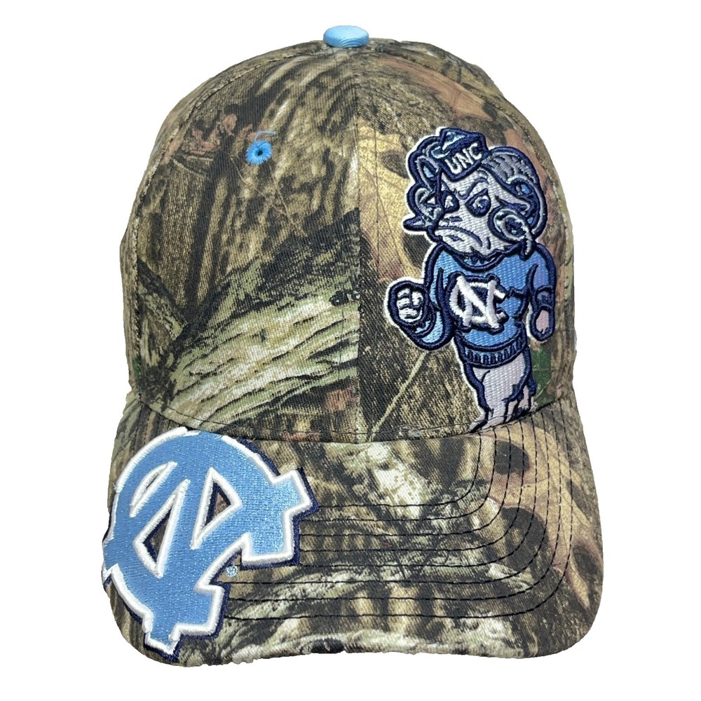 North‎ Carolina Tar Heels Hat Cap Strap Back Mossy Oak Camo UNC Big Logo Adult